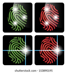 Fingerprint or thumbprint icon set