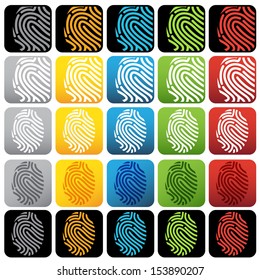 Fingerprint or thumbprint icon set