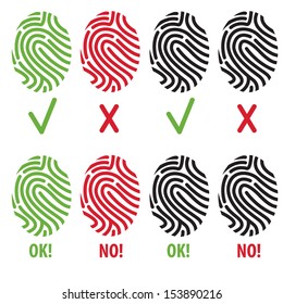 Fingerprint or thumbprint icon set