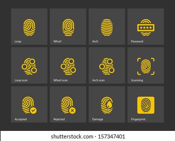 Fingerprint and thumbprint icons. Vector illustration.