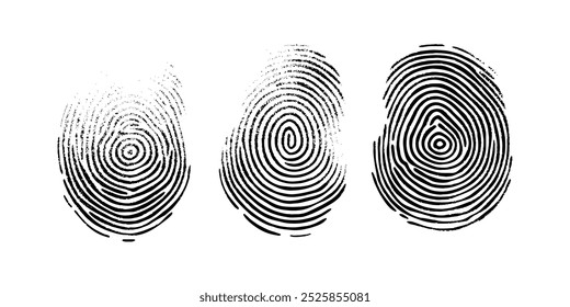 fingerprint or thumbprint set isolated. Set fingerprint scanning icon sign