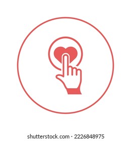 Fingerprint touch heart love icon | Circle version icon |