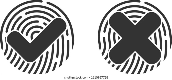Fingerprint touch ID icon with padlock sign. Lock and unlock. Concept personal access protection, password, blocking, security. Vector illustration
