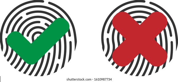 Fingerprint touch ID icon with padlock sign. Lock and unlock. Concept personal access protection, password, blocking, security. Vector illustration