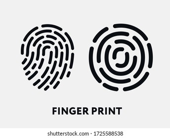 Fingerprint Touch ID Identification Security Scanner. Flat Line Vector Icon.