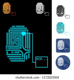 fingerprint. touchscreen, biometric data protection. icon, symbol