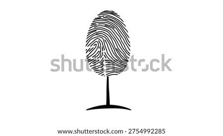 fingerprint tree, black isolated silhouette