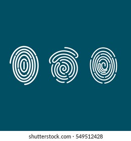 Fingerprint Types Detailed Set, Icons, Patterns, Arch, Loop and Whorl, Abstract, Vector Illustration EPS 10