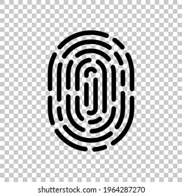 Fingerprint, unique identity of person, digital or biometric security. Black editable linear symbol on transparent background