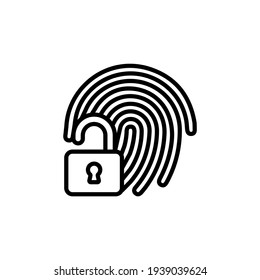 Icono de Desbloqueo de huellas digitales en el vector. Logotipo