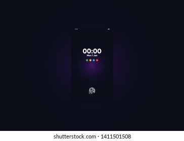 Fingerprint Unlock System Locked Unlocked Smartphone Phone Security User Interface User Experience UI Template Vector Illustration