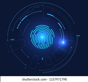 Fingerprint unlocking and fingerprint identification technology background image, information technology and security