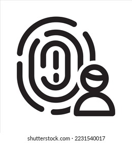 Icono de usuario de huella digital. Vector y glifo