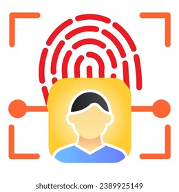Fingerprint user recognition flat icon. Focus with fingerprint sensor color icons in trendy flat style. Person authentication gradient style design, designed for web and app. Eps 10