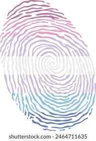 Fingerabdruck-Vektorgrafik gefärbt mit der Bigender Pride-Flagge auf weißem Hintergrund Vektorillustration