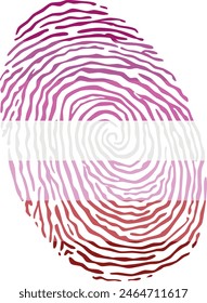 Fingerprint vector colored with the Lesbian pride flag isolated on white background Vector Illustration