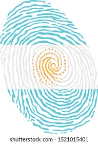 Fingerprint vector colored with the national flag of Argentina 