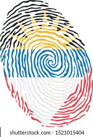 Fingerprint vector colored with the national flag of Antigua and Barbuda