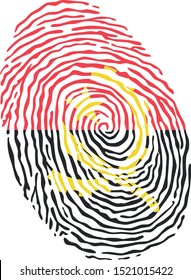 Fingerprint vector colored with the national flag of Angola