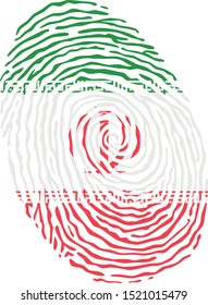 Fingerprint vector colored with the national flag of Iran 