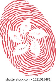 Fingerprint vector colored with the national flag of Hong Kong 