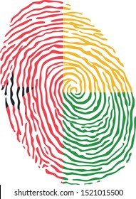 Fingerprint vector colored with the national flag of Guinea Bissau 