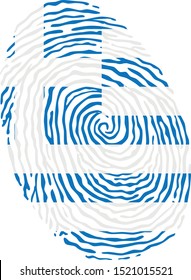 Fingerprint vector colored with the national flag of Greece 