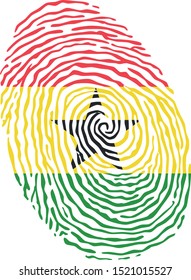 Fingerprint vector colored with the national flag of Ghana 