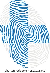 Fingerprint vector colored with the national flag of Finland 