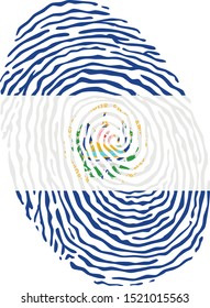 Fingerprint vector colored with the national flag of El Salvador 