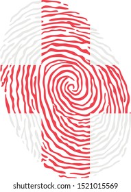 Fingerprint vector colored with the national flag of England 