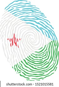 Fingerprint vector colored with the national flag of Djibouti 