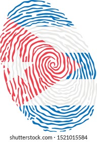 Fingerprint vector colored with the national flag of Cuba 