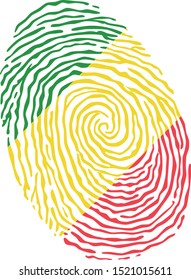 Fingerprint vector colored with the national flag of Congo 