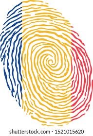 Fingerprint vector colored with the national flag of Chad 