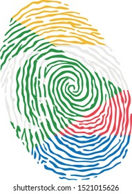 Fingerprint vector colored with the national flag of Comoros 