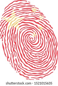 Fingerprint vector colored with the national flag of China 