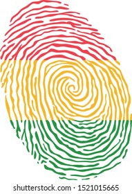 Fingerprint vector colored with the national flag of Bolivia 
