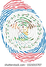 Fingerprint vector colored with the national flag of Belize 