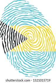 Fingerprint vector colored with the national flag of Bahamas 