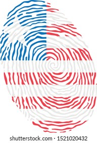 Fingerprint vector colored with the national flag of Liberia 