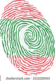 Fingerprint vector colored with the national flag of Maldives 