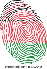 Fingerprint vector colored with the national flag of Malawi 