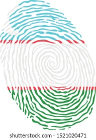Fingerprint vector colored with the national flag of Uzbekistan 