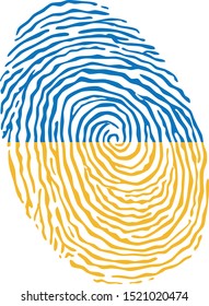 Fingerprint vector colored with the national flag of Ukraine 