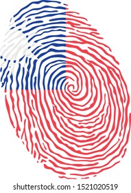 Fingerprint vector colored with the national flag of Taiwan 