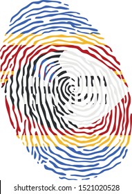 Fingerprint vector colored with the national flag of Swaziland 
