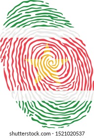 Fingerprint vector colored with the national flag of Suriname 