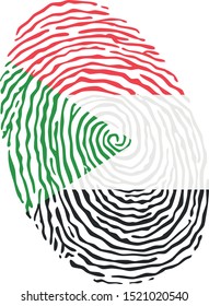 Fingerprint vector colored with the national flag of Sudan 
