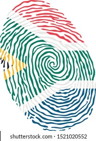 Fingerprint vector colored with the national flag of South Africa 